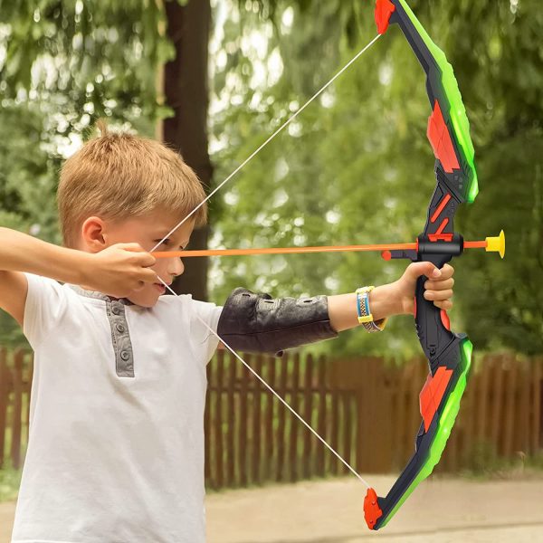 TMEI Bow and Arrow Set for Kids - Archery Toy Set - LED Light Up with 10 Suction Cup Arrows, Target & Quiver, Indoor and Outdoor Toys for Children Boys Girls(Green) - Image 5