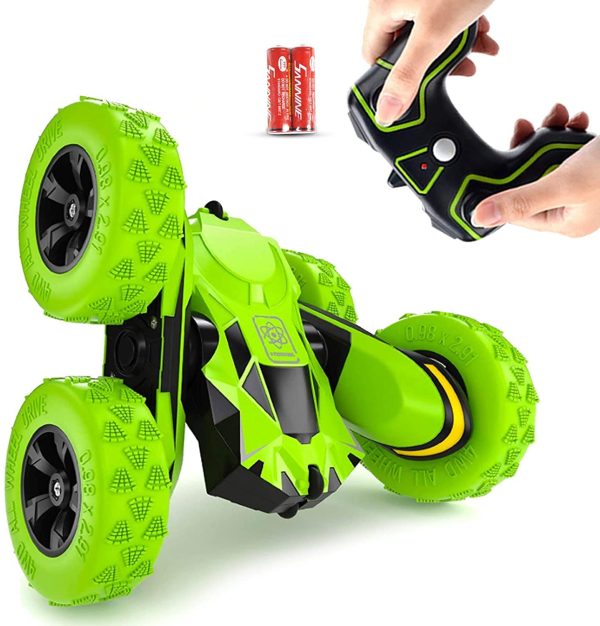 Toys for 6-12 Year Old Boys JoyJam RC Stunt Car for Kids and Adults 4WD Off Road Truck 2.4Ghz Remote Control Vehicle Double Sided 360 Degree Rotating Christmas Birthday Gifts Green - Image 7