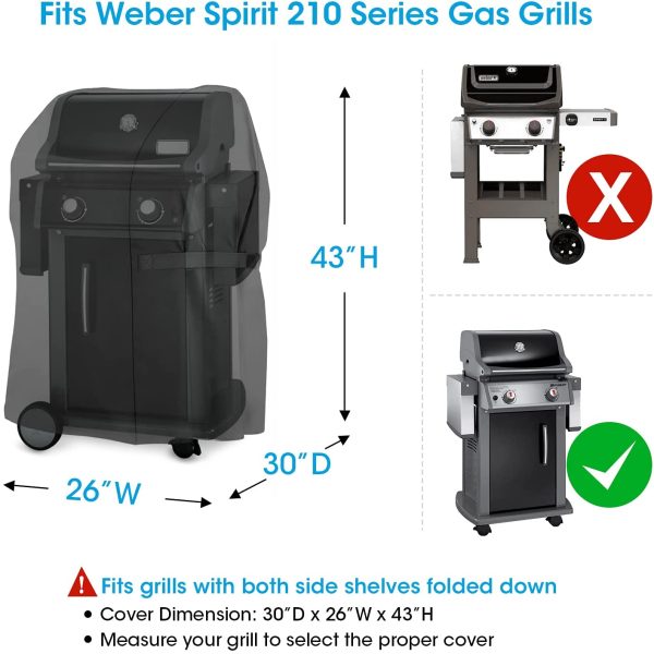 Unicook BBQ Grill Cover, Heavy Duty Waterproof Barbecue Cover, Fade and UV Resistant, Compatible with Weber Spirit 210 Gas Grills, Nexgrill, Compared to Weber 7105, NOT Compatible with Spirit II E-210 - Image 2