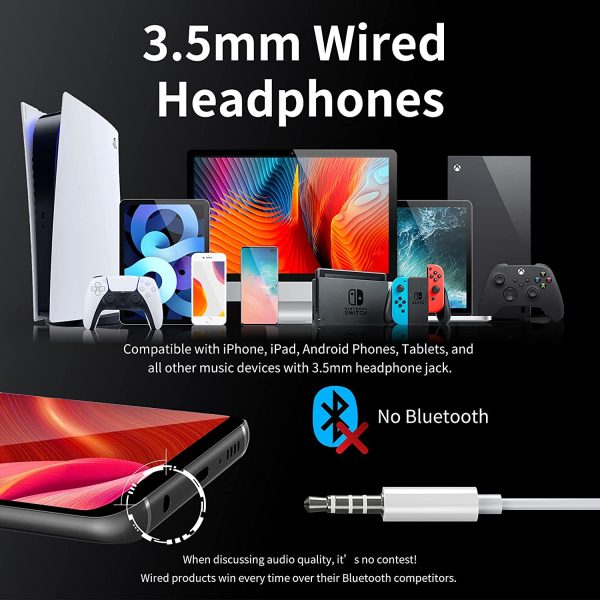 Wired Earbuds with Microphone,  in-Ear Earphones Headphones HiFi Stereo, Powerful Bass and Crystal Clear Audio, 3.5mm Headphone Plug for iPhone, iPad, Android Phones, MP3 4, Laptop, Computer - Image 5