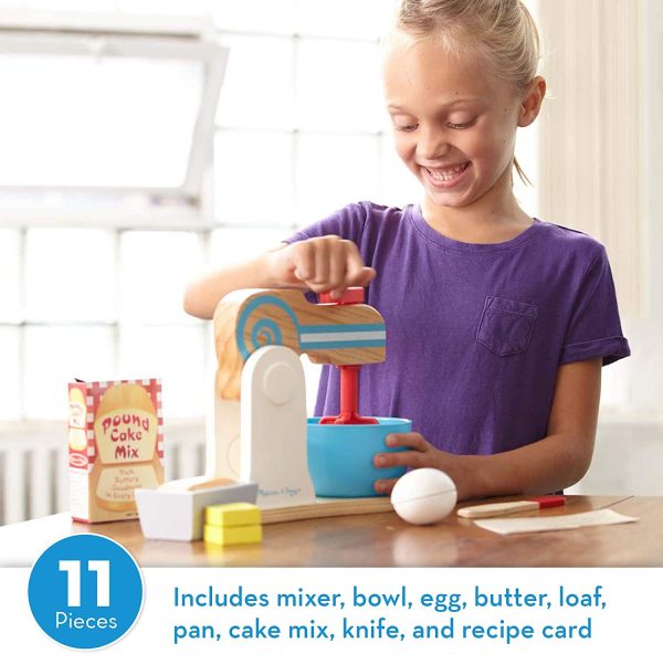 Melissa & Doug Wooden Make-a-Cake Mixer Set (11 Pieces) - Play Food and Kitchen Accessories - Image 4