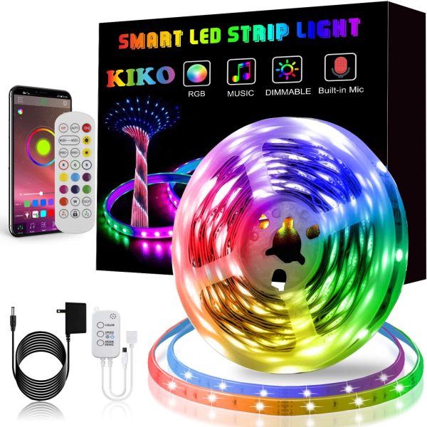 LED Strip Lights, KIKO Smart Color Changing Rope Lights SMD 5050 RGB Light Strips with Bluetooth Controller Sync to Music Apply for TV, Bedroom, Party and Home Decoration (16.4ft) - Image 2