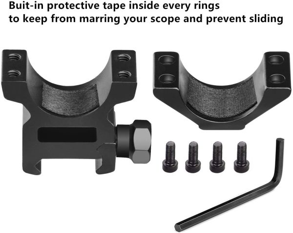 TACwolf 1'' Scope Rings, 2Pcs High Profile + 2Pcs Medium Profile 1 Inch Scope Mount Rings for Pi-catinny Rail - Image 3