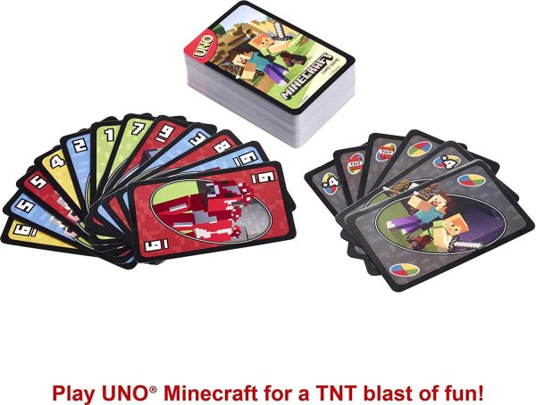 UNO Minecraft Card Game Videogame-Themed Collectors Deck 112 Cards with Character Images, Gift for Fans Ages 7 Years Old & Up - Image 6