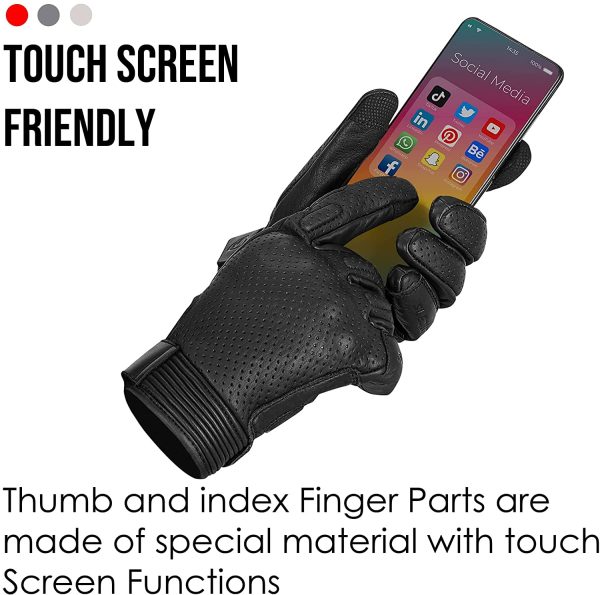 Motorcycle Gloves Men ?C 100% Cowhide Leather Breathable Touch Screen Hard | CE Approved Knuckle Protection Bike Gloves - Image 4