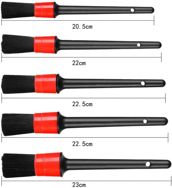 Car Detailing Brush Set 5pcs, Detail Brush Factory Premium Nylon Bristles for Wheels, Interior, Exterior, Leather, etc - Image 4