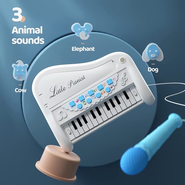 ZMZS Baby Frist Birthday Gift for 1 2 Year Old Girl Boys Kids Keyboard for Toddlers 18 Months Infant Musical nstrument with Microphone White - Image 3