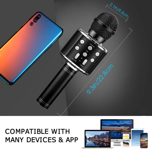 4 in 1 Wireless Handheld Karaoke Microphone, Portable Speaker Karaoke Machine Home KTV Player with Record Function for Android & iOS Devices(Black) - Image 2