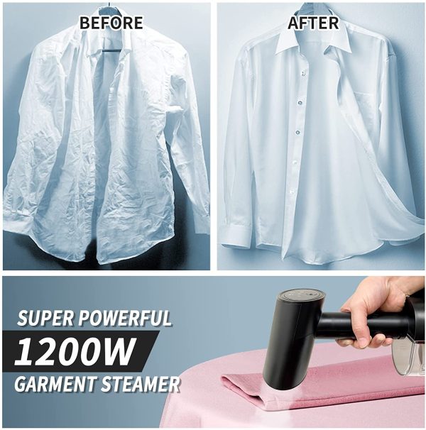 Steamer for Clothes with Pump Steam Technology, 360?? No Leaking Powerful Handheld Garment Steamer Fabric Steamer, Travel Steamer Removes Wrinkles for Fresh Clothing (Black) - Image 2