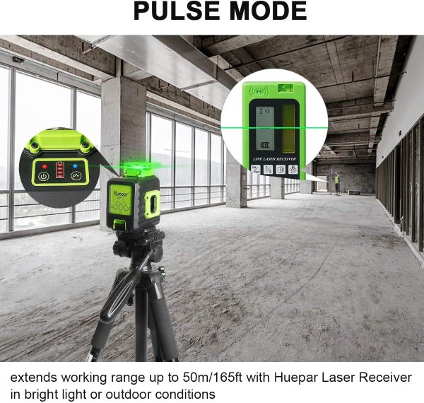 Cross Line Laser Level, Green 360?? Horizontal and Two Vertical Lines, Self-Leveling Alignment Multi Line Laser Tool, Li-ion Battery with Type-C Charging Port & Hard Carry Case Included - B21CG - Image 5