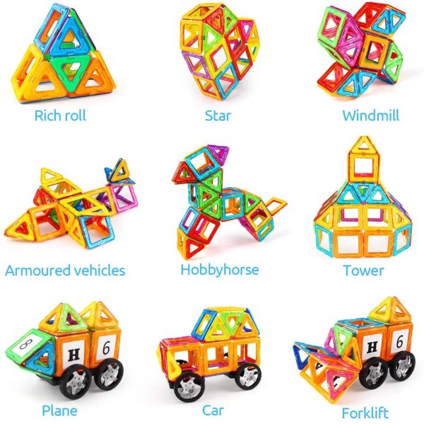 Tomons 108 PCS Magnetic Building Blocks Magnetic Tiles for Kids, Magnetic Blocks Stacking Blocks Set with Car - Image 5