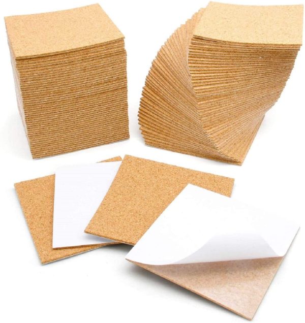 100 Pcs Self-Adhesive Cork Sheets 4"x 4" for DIY Coasters, Cork Board Squares, Cork Tiles, Cork Mat, Mini Wall Cork Board with Strong Adhesive - Image 4