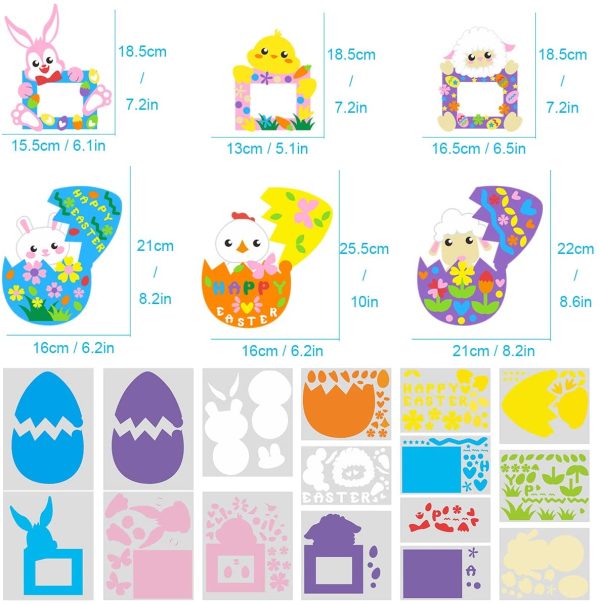 WILDPARTY Easter Craft Kit, 12Pcs DIY Photo Frame for Kids, Easter Bunny Egg Craft Easter Party Favor - Image 3