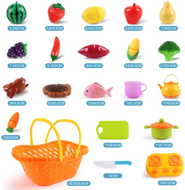 AMOSTING Kids Play Kitchen Set,Pretend Play Food Set,Cutting Fruits and Vegetables Educational Toys Cooking Set - Image 2