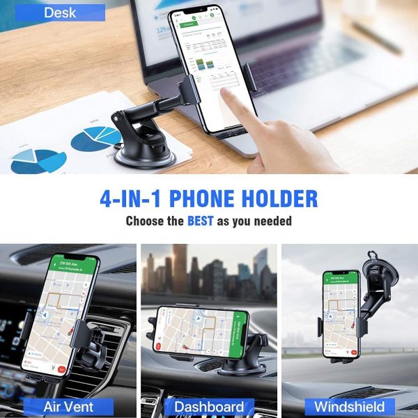 Miracase Car Phone Mount, [Thick Case & Big Phones Friendly] Long Arm Suction Cup Phone Holder for Car Dashboard Windshield Air Vent Hands Free Cell Phone Holder Compatible with All Mobile Phones - Image 2