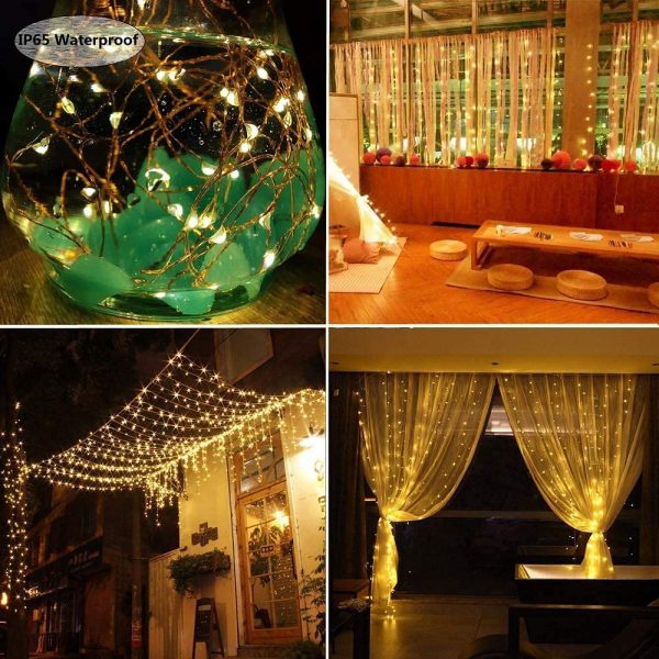 Curtain Lights, 9.8 X 9.8 ft 300 LED Curtain Lights for Bedroom Fairy Lights 8 Lighting Modes Twinkle Lights Curtain String Lights for Bedroom Room Decor Outdoor Indoor Wedding Birthday Christmas