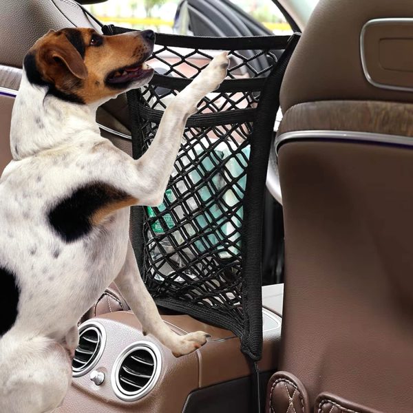 WENOVL 3-Layer Car Mesh Organizer, Seat Back Net Bag, Barrier of Backseat Pet Kids, Cargo Tissue Purse Holder, Driver Storage Netting Pouch - Image 3