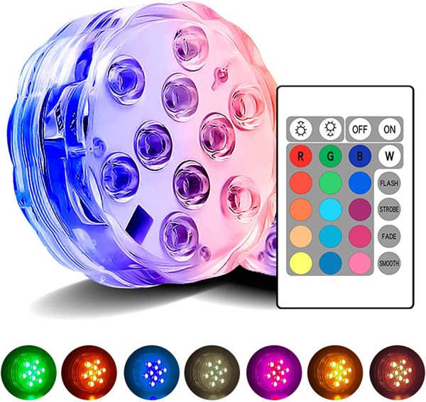 Creatrek Submersible LED Lights,Submersible Lights Remote Controlled RGB Changing Waterproof Lighting for Pond Pool Decoration 1Pack - Image 7