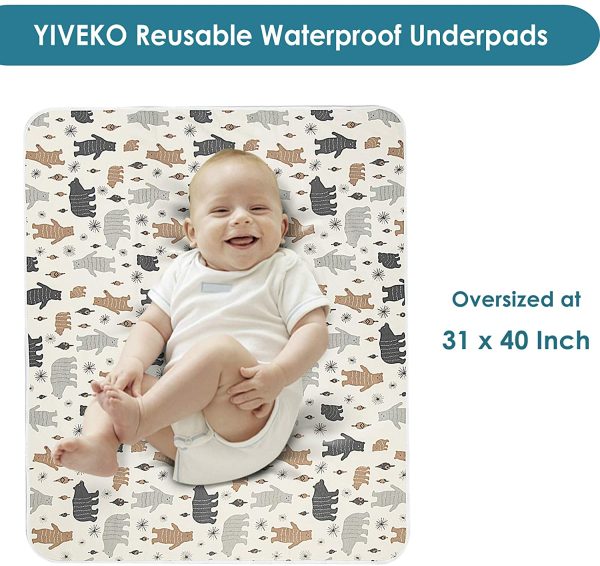 YIVEKO Baby Waterproof Bed Pad Washable Mattress Pad Reusable Underpads Bed Wetting Incontinence Cover for Baby Toddler Children and Adults - Image 5