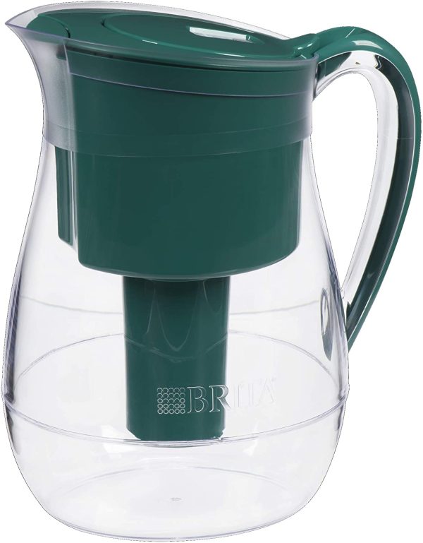 Large 10 Cup LONGLAST + Water Filter Pitcher with 1 Longlast Filter, BPA Free ?C Monterey, Green