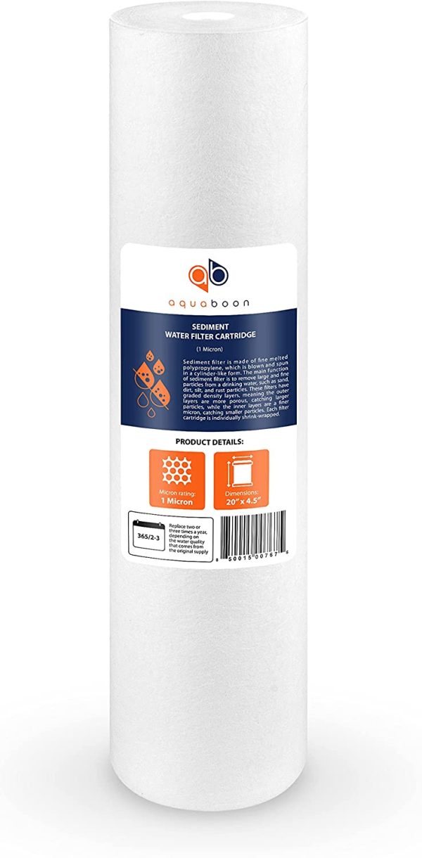 1 Micron 20" Big Blue Sediment Water Filter Replacement Cartridge | Whole House Sediment Filtration | Compatible with AP810-2, SDC-45-2005, FPMB-BB5-20, P5-20BB, FP25B, 155358-43, 1 Pack - Image 2