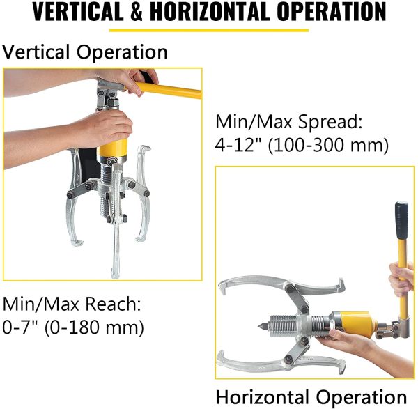 15 Ton Hydraulic Gear Puller Adjustable 3 Jaws Wheel Bearing Pulling Separator 3 in 1 Pump Oil Tube Drawing Machine Wheel Bearing Hub Removal Tool w/Case - Image 3