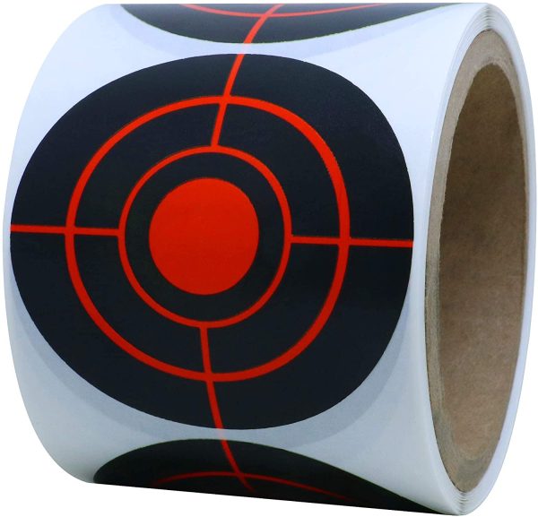 Target Pasters 3 Inch Round Adhesive Shooting Targets - Target Dots - Fluorescent Red and Black (Fluorescent Red+Black)