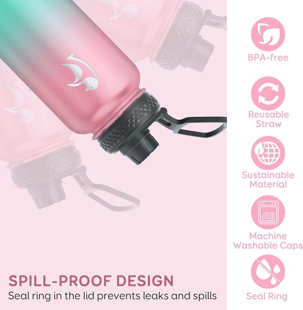 32 oz Water Bottle with Straw & Spout Lid,  Insulated Water Bottle 1/4 Gallon Wide Mouth , Sweat-Proof BPA-Free Keep Cold Up to 48 Hrs or Hot Up to 24 Hrs, Bubblegum Princess - Image 5