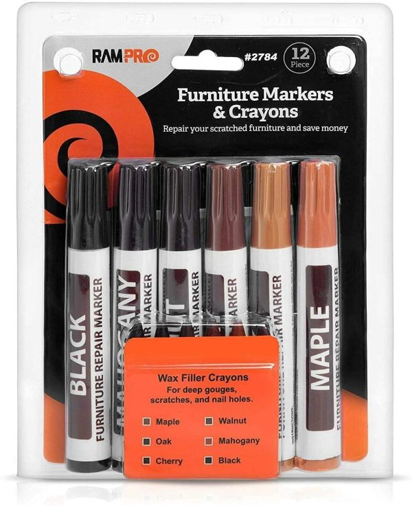 Total Furniture Repair System - 12Pc Scratch Restore & Repair Touch-Up Marker Kit