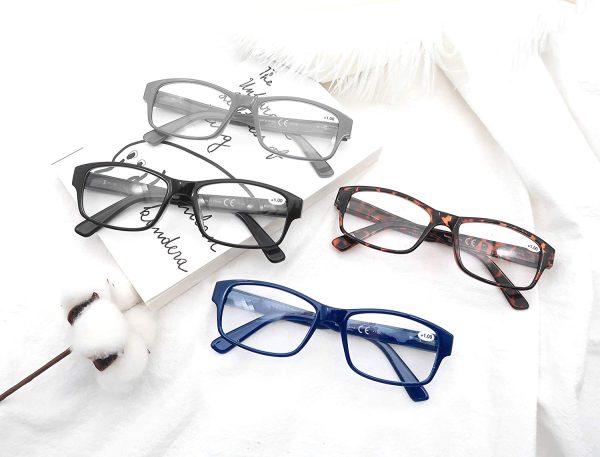 Reading Glasses Men Oversized Readers Large Square Frame GLasses Reading for Men Comfortable Flexible Spring Hinge 4 Pack - Image 6