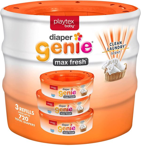 playtex baby Diaper Genie Max Fresh Clean Laundry Scent Diaper Disposal Pail Refills, Pack Of 3 - Image 4