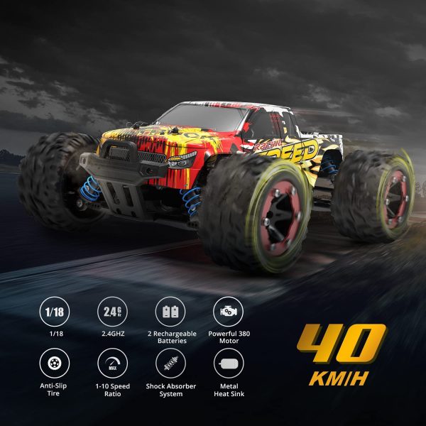 DEERC RC Cars 9310 High Speed Remote Control Car for Adults Kids 30+MPH, 1:18 Scales 4WD Off Road RC Monster Truck,Fast 2.4GHz All Terrains Toy Trucks Gifts for Boys,2 Batteries for 40Min Play - Image 4