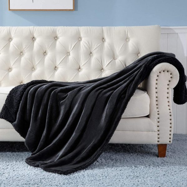 Bedsure Black Blanket Sherpa Throws for Couch Sofa Bed - Fluffy Blanket Plush Throws Fuzzy Soft Blanket Microfiber Warm Cozy Thick Blanket for Winter - Image 6