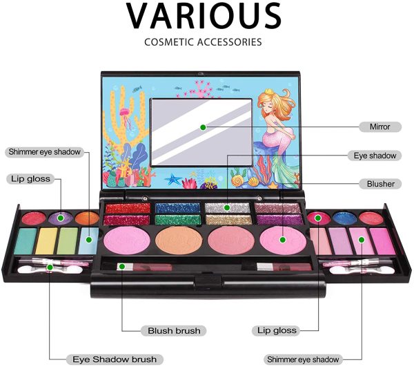 Tomons Makeup Toys Real Kids Makeup Kit for Girls,Fold Out Makeup Palette with Mirror and Secure Close - Safety Tested- n Toxic - Image 7