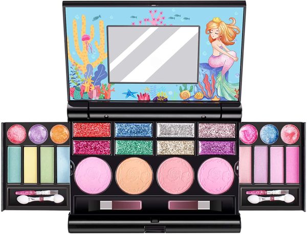 Tomons Makeup Toys Real Kids Makeup Kit for Girls,Fold Out Makeup Palette with Mirror and Secure Close - Safety Tested- n Toxic - Image 6