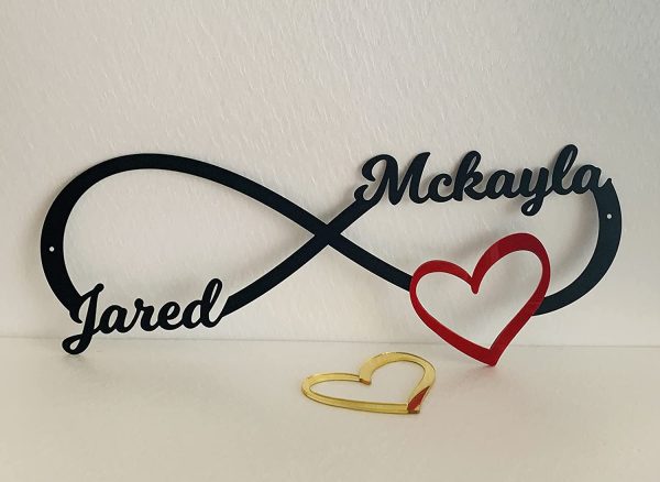 Personalized Infinity Symbol, Love Sign with Heart and Custom 2 Names, You and Me, Metal Wall Art Decor, Anniversary Wedding Gift for Couple, Valentines Day, Door Hanger, Wall Hanging, Housewarming - Image 6