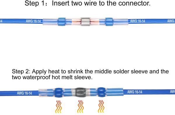 50PCS Solder Seal Wire Connectors, Heat Shrink Butt Connector Solder Sleeve Waterproof Insulated Electrical Butt Splice Wire Terminals for Marine Automotive Boat Truck Wire Joint - Image 7