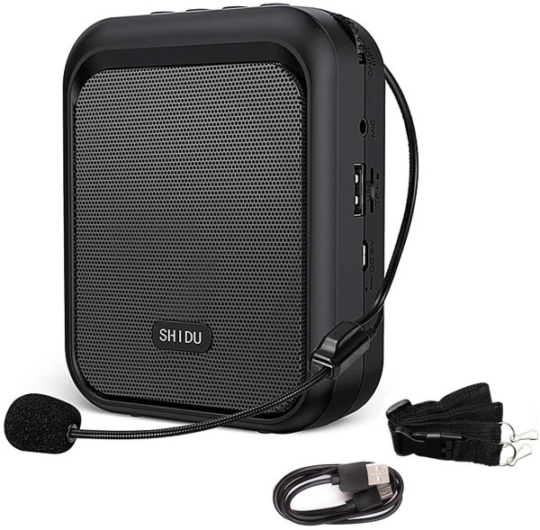 SHIDU Mini Voice Amplifier Portable Rechargeable Bluetooth Speaker with Wired Microphone Headset 10W 1800mAh PA system Supports MP3 Format Audio for Teachers, Taxi Driver, Coaches, Training, Tour Guide. - Image 4