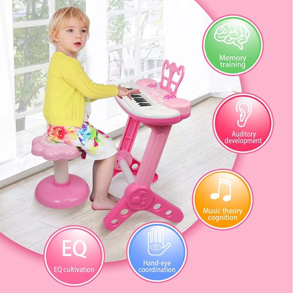 Toddler Piano Toy Keyboard for Kids, 31-Key Electronic Musical Instrument with Microphone, Pink Multifunctional Music&Sound, Educational First Birthday Gift Toys for 3 4 5 6 7 Year Old Girls Boys - Image 4