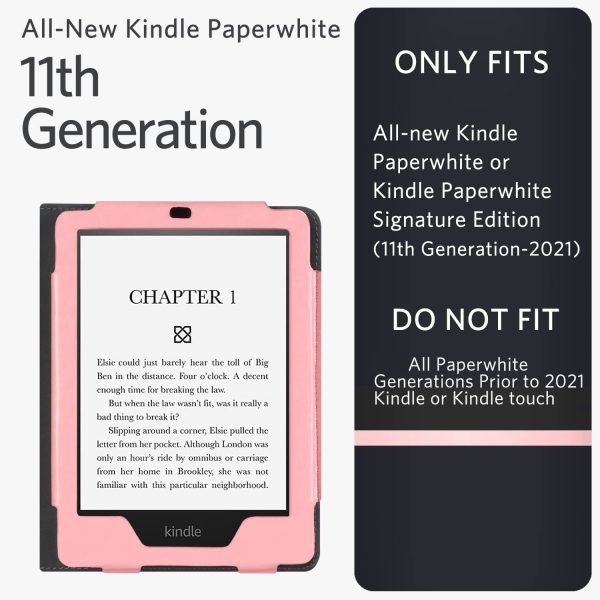 CoBak Kindle Paperwhite Case - All New PU Leather Smart Cover with Auto Sleep Wake Feature for Kindle Paperwhite Signature Edition and Kindle Paperwhite 11th Generation 2021 Released, Pink - Image 6