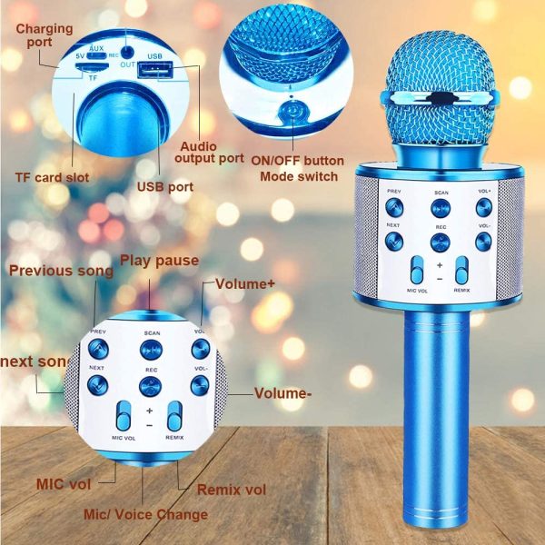 Bluetooth Wireless Karaoke Microphone for Kids -  4 in 1 Portable Handheld Karaoke Speaker Machine Christmas Birthday Home Party KTV Player with Record Compatible with Android/iOS Devices - Image 2