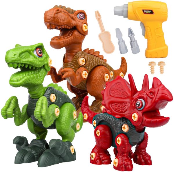 Sanlebi Toy for 4 5 6 7 Year Old Boys Take Apart Dinosaur Toys for Kids Building Toy Set with Electric Drill Construction Engineering Play Kit STEM Learning for Boys Girls Age 3 4 5 Year Old - Image 3