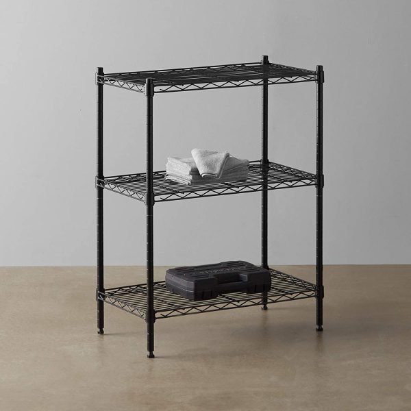 Amazon Basics 3-Shelf Shelving Storage Unit, Metal Organizer Wire Rack, Black - Image 2