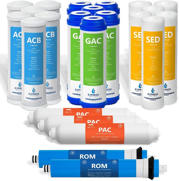 ??3 Year Reverse Osmosis System Replacement Filter Set ??23 Filters with 50 GPD RO Membrane, Carbon GAC, ACB, PAC Filters, Sediment SED Filters ??10 inch Size Water Filters - Image 4