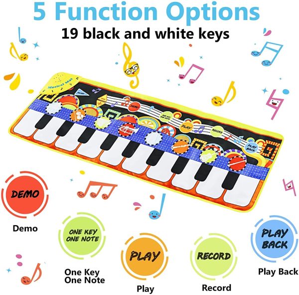 Kids Piano Mat,43*14" Baby Piano Musical Mat Keyboard Music Mat with 8 Instrument Sounds Touch Play Dancing Mat for 1-5 Years Old Kids Girls and Boys - Image 4