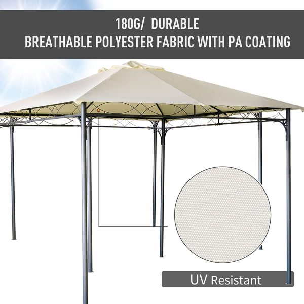 Outsunny 10' x 10' Square Gazebo Canopy Replacement UV Protected Top Cover Sun Shade Beige - Image 3