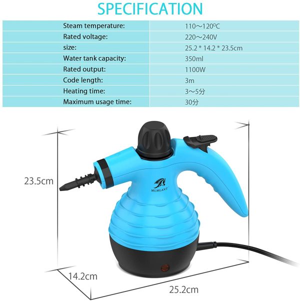 MLMLANT Handheld Pressurized Steam Cleaner,Multipurpose Steamer with Safety Lock,9 Accessory Kit for Carpet,Couch,Upholstery,Mattress,Car Seats,Kitchen,Floor Steamer Cleaning - Image 4