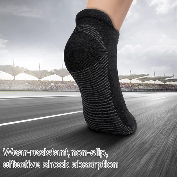 Men's Breathable Cotton Athletic Ankle Socks Moisture Wicking Low Cut Running Cushioned Tab Sports Short Thick Socks 6 Pairs - Image 3