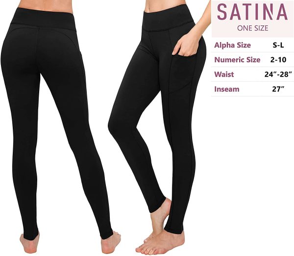 SATINA High Waisted Leggings for Women - Soft Women??s Leggings in Capri & Full Lengths - Regular and Plus Sizes in 25 Colors - Image 4