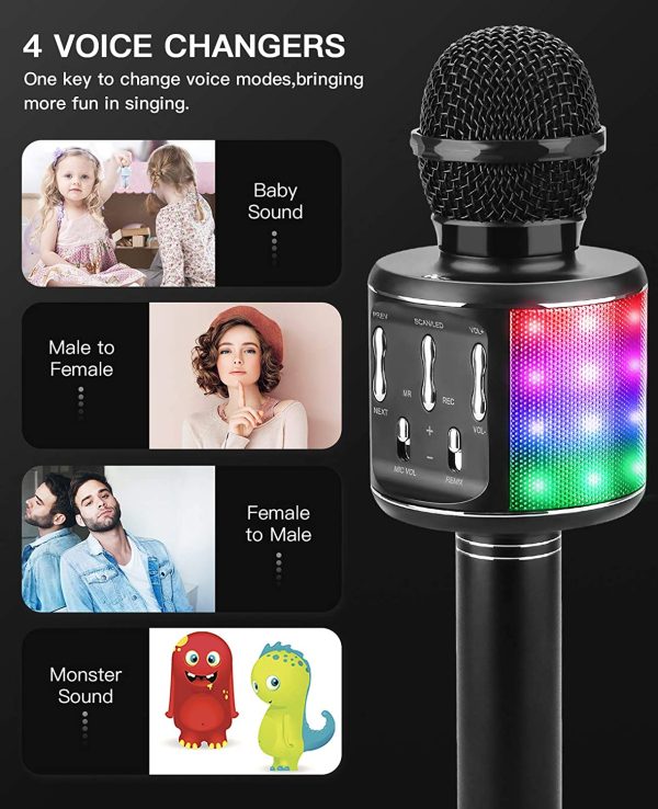 TURN RAISE Wireless Bluetooth Microphone, Handheld Karaoke Microphone for Kids and Adults, Karaoke Machine Christmas Birthday Home Party Wedding, Black - Image 5